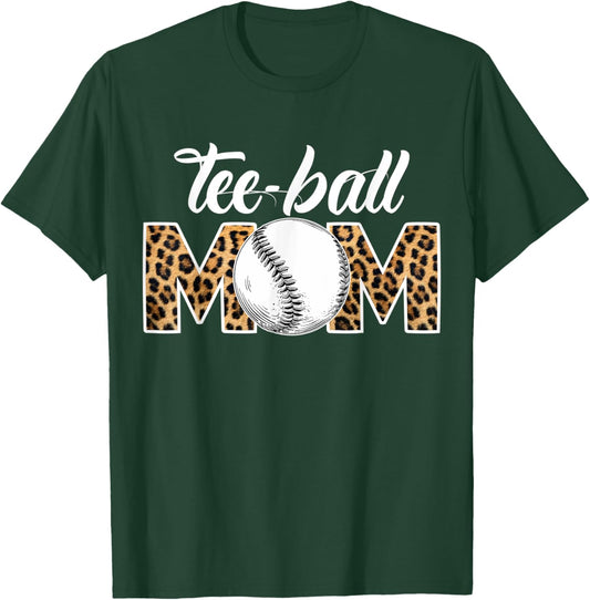 Teeball Mom Leopard Funny Ball Mom Mother's Day T-Shirt - T-Shirt | Forest