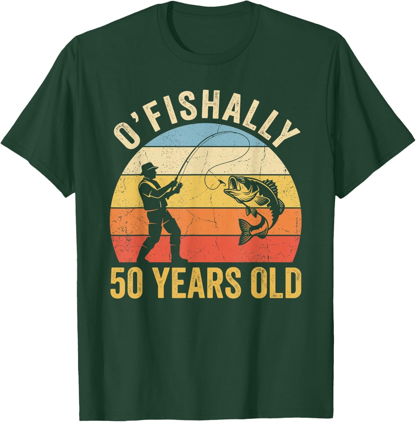Ofishally 50 Years Old 50th Birthday Fishing T-Shirt - T-Shirt | Forest