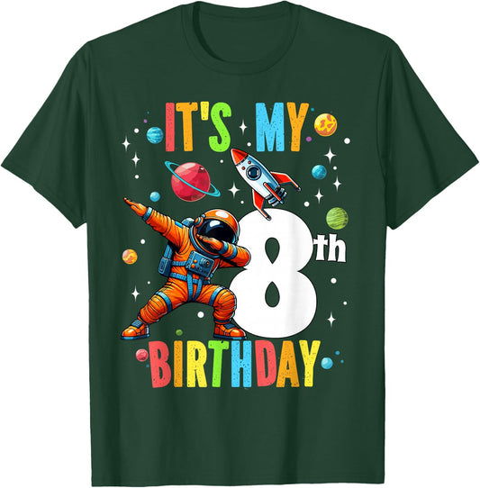 8 Year Old Astronaut Planets Boy Kids 8th Birthday Party T-Shirt - T-Shirt | Forest