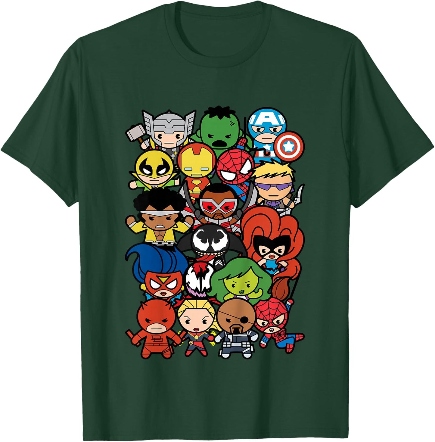 Kids Marvel Heroes and Villains Team Kawaii Kids Graphic T-Shirt - T-Shirt | Forest
