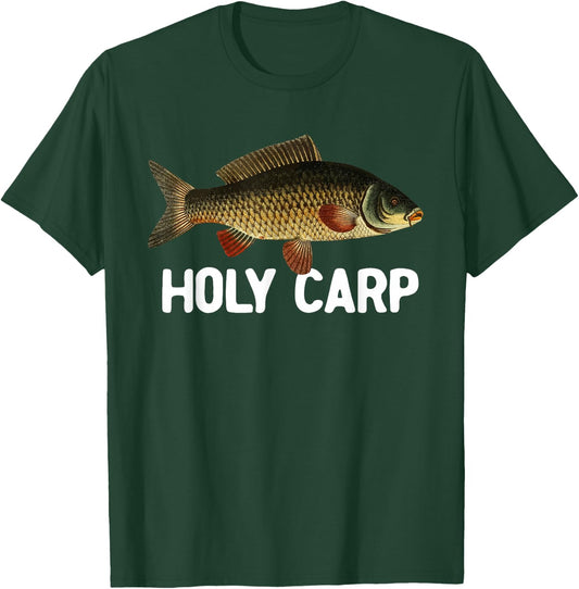 Funny Carp Fish Pun Fishing Trip Fisherman Dad Holy Carp T-Shirt - T-Shirt | Forest