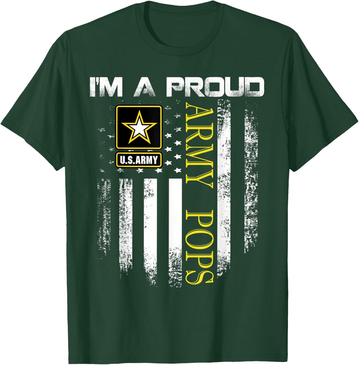 Vintage I'm A Proud Army Pops With American Flag Gift T-Shirt - T-Shirt | Forest