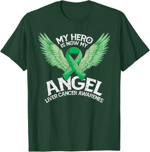 Green Ribbon Hero My Angel Month Liver Cancer Awareness T-Shirt - T-Shirt | Forest