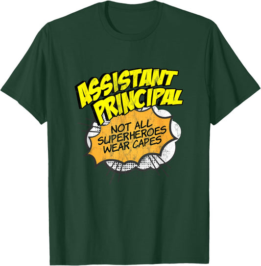 Assistant Principal Superhero Funny Comic Gifts Small T-Shirt - T-Shirt | Forest