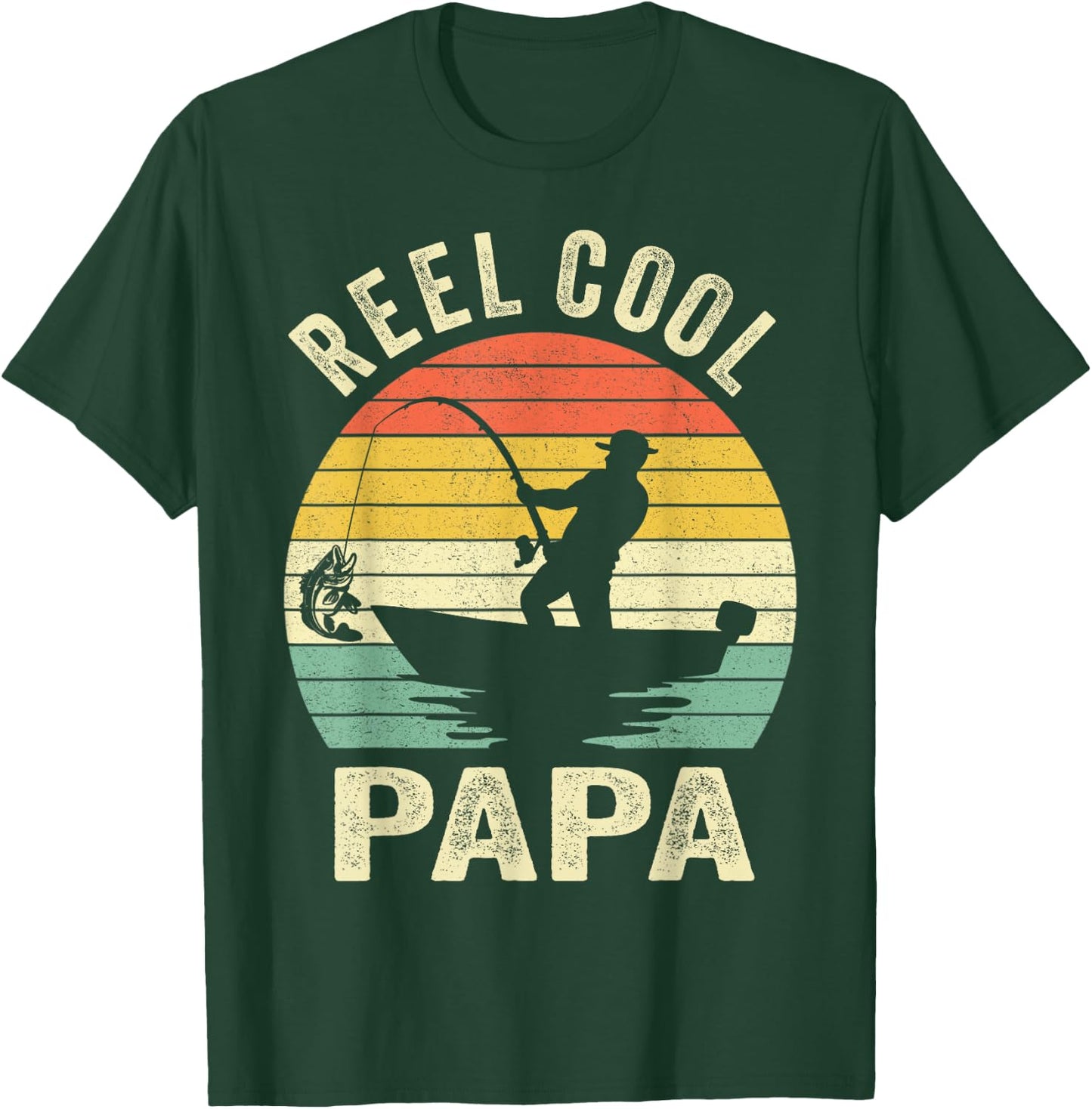 Reel Cool Papa Fishing Dad Gifts Father's Day Fisherman Fish T-Shirt - T-Shirt | Forest