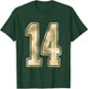 #14 Gold Outline Number 14 Sports Fan Jersey Style Shirt T-Shirt - T-Shirt | Forest