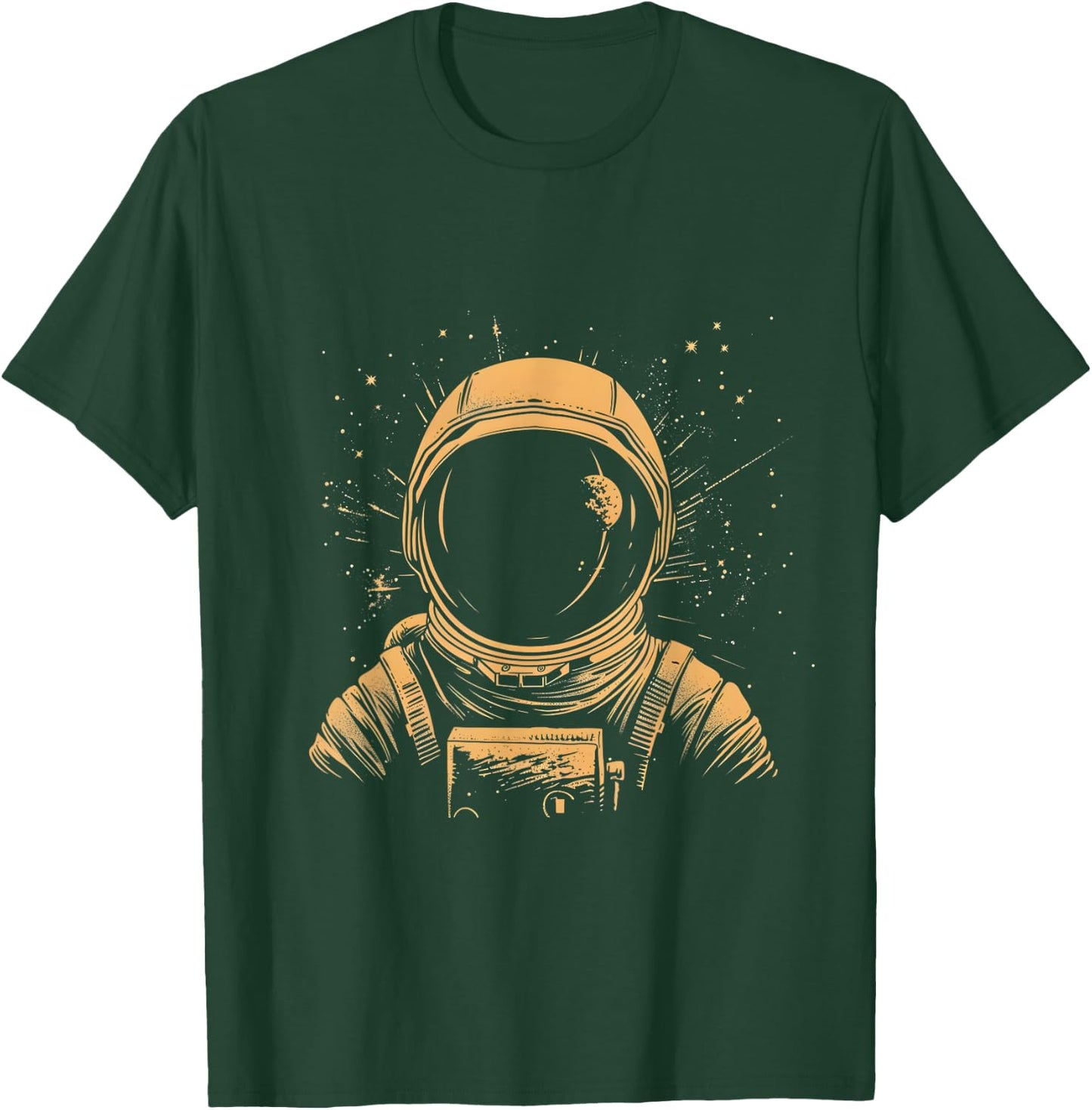 CosmoQuest Interstellar Minimalism Astronaut Portrait Black -Adults/ -Kids Cotton 65%/Polyester 35% Short Sleeve Small T-Shirt - T-Shirt | Forest