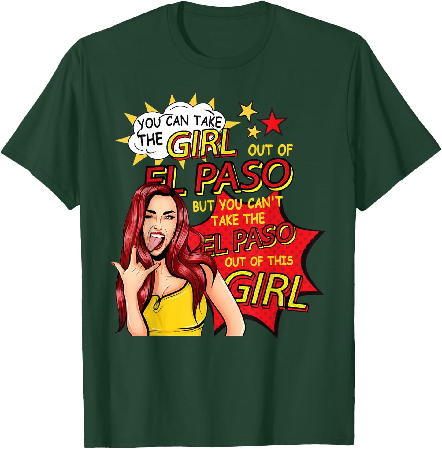 Retro Girl From El Paso - Comic Style - El Paso Girl T-Shirt - T-Shirt | Forest