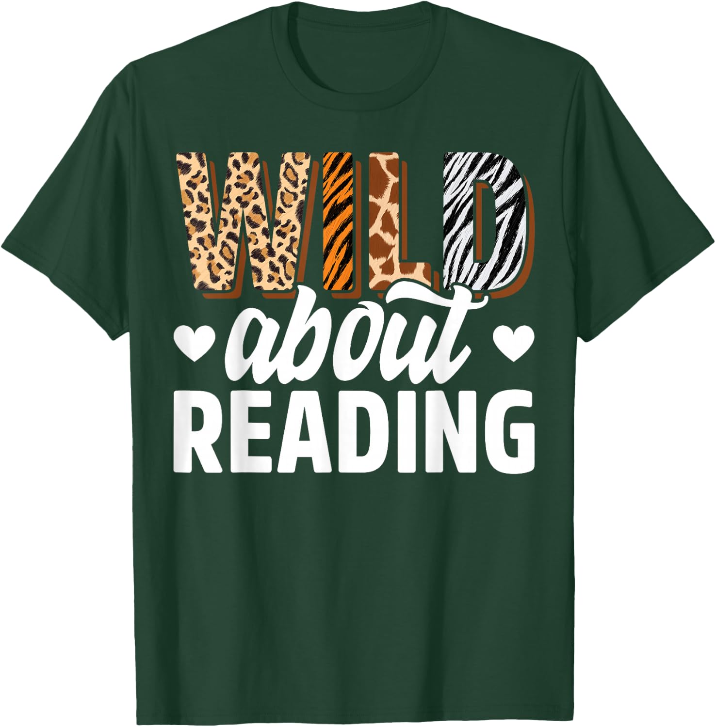 Wild About Reading Teacher Reading Books Back To School T-Shirt - T-Shirt | Forest
