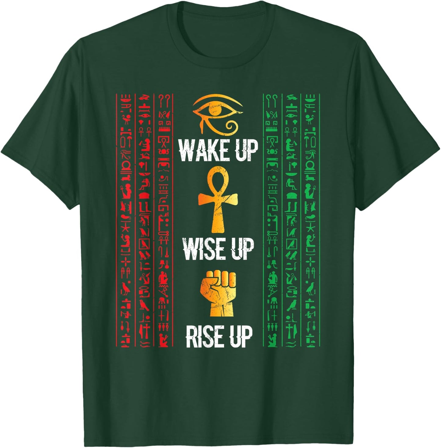 Scary Egyptian Black Egypt Hyerogliphs Ankh Eye of Horus T-Shirt - T-Shirt | Forest