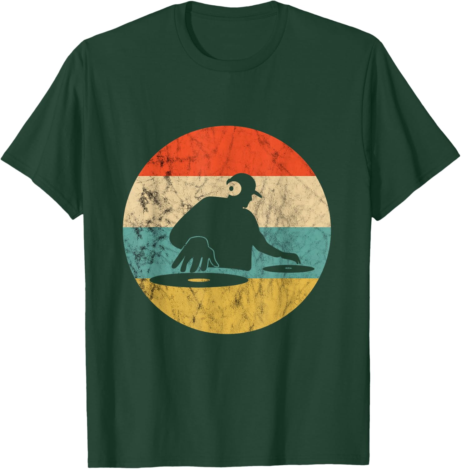 Turntable Beatmaker EDM Techno DJ Disc Retro Vintage Sunset T-Shirt - T-Shirt | Forest