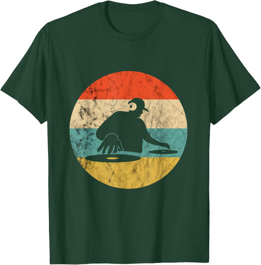 Turntable Beatmaker EDM Techno DJ Disc Retro Vintage Sunset T-Shirt - T-Shirt | Forest