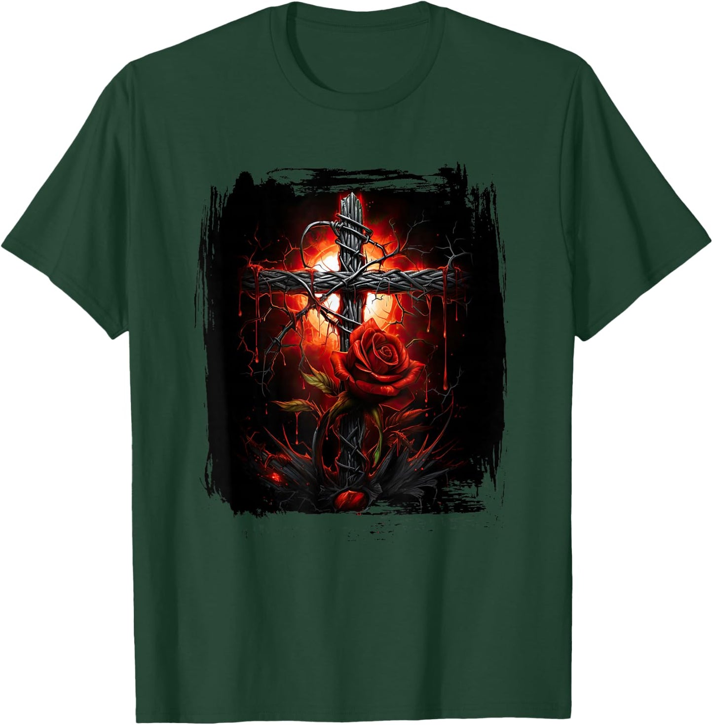 Gothic Cross Goths Design Filigree Victorian Cross T-Shirt - T-Shirt | Forest