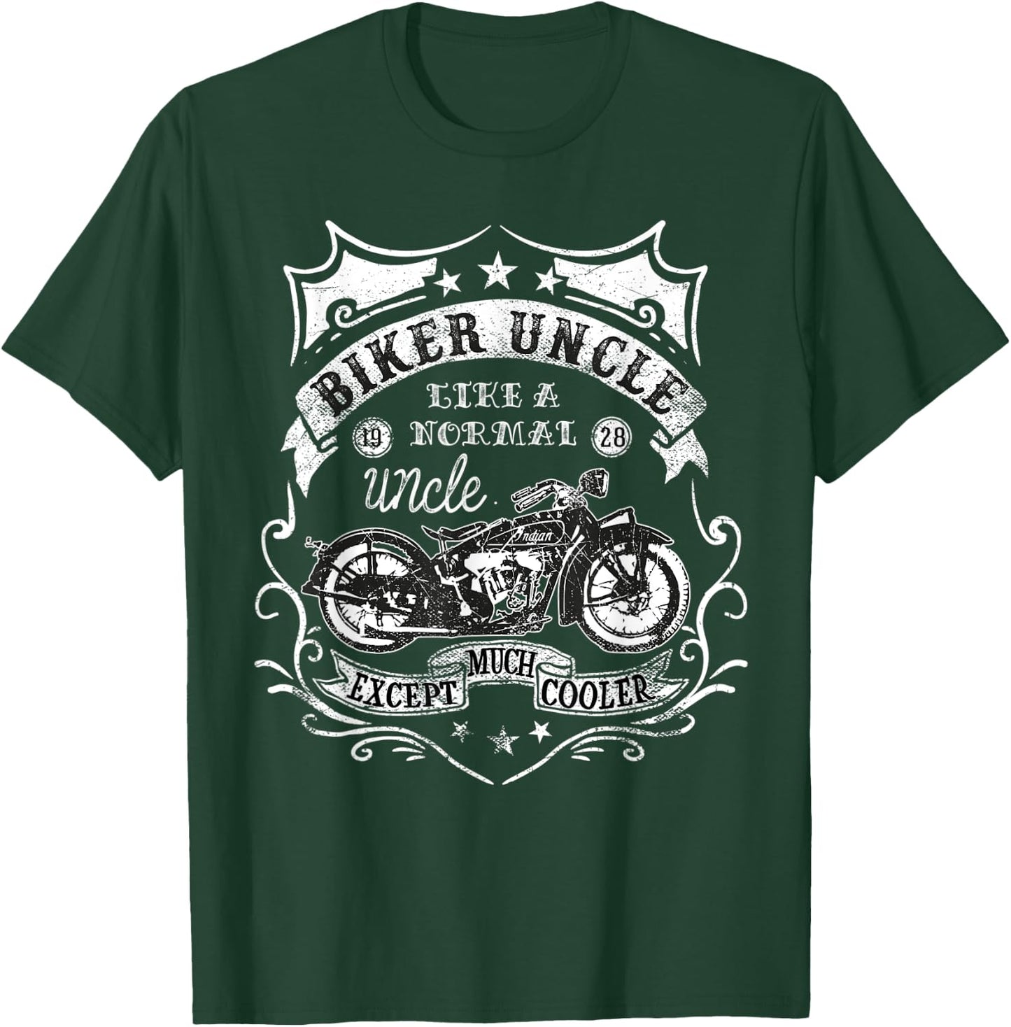 Biker Uncle Rides Motorcycles Rider Gift T-Shirt - T-Shirt | Forest