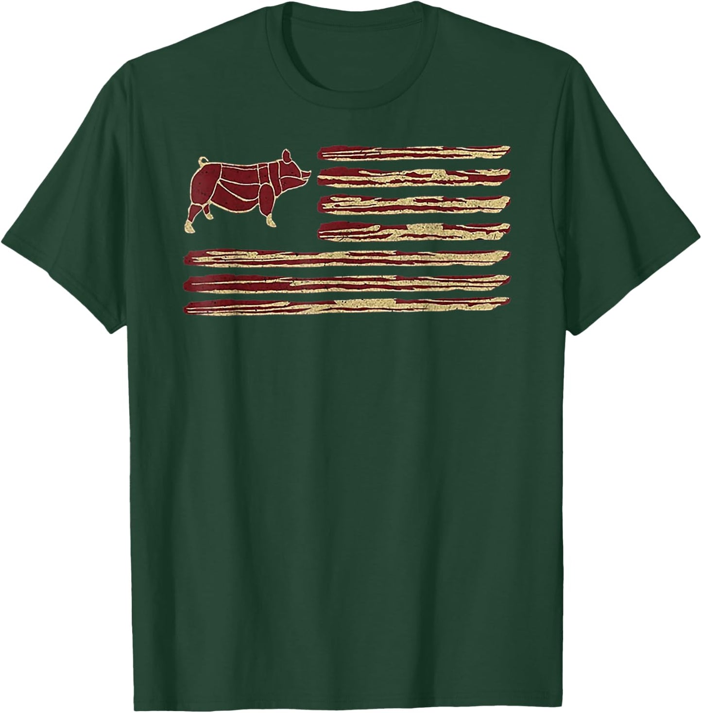 Bacon Flag Pig Vintage T-Shirt - T-Shirt | Forest