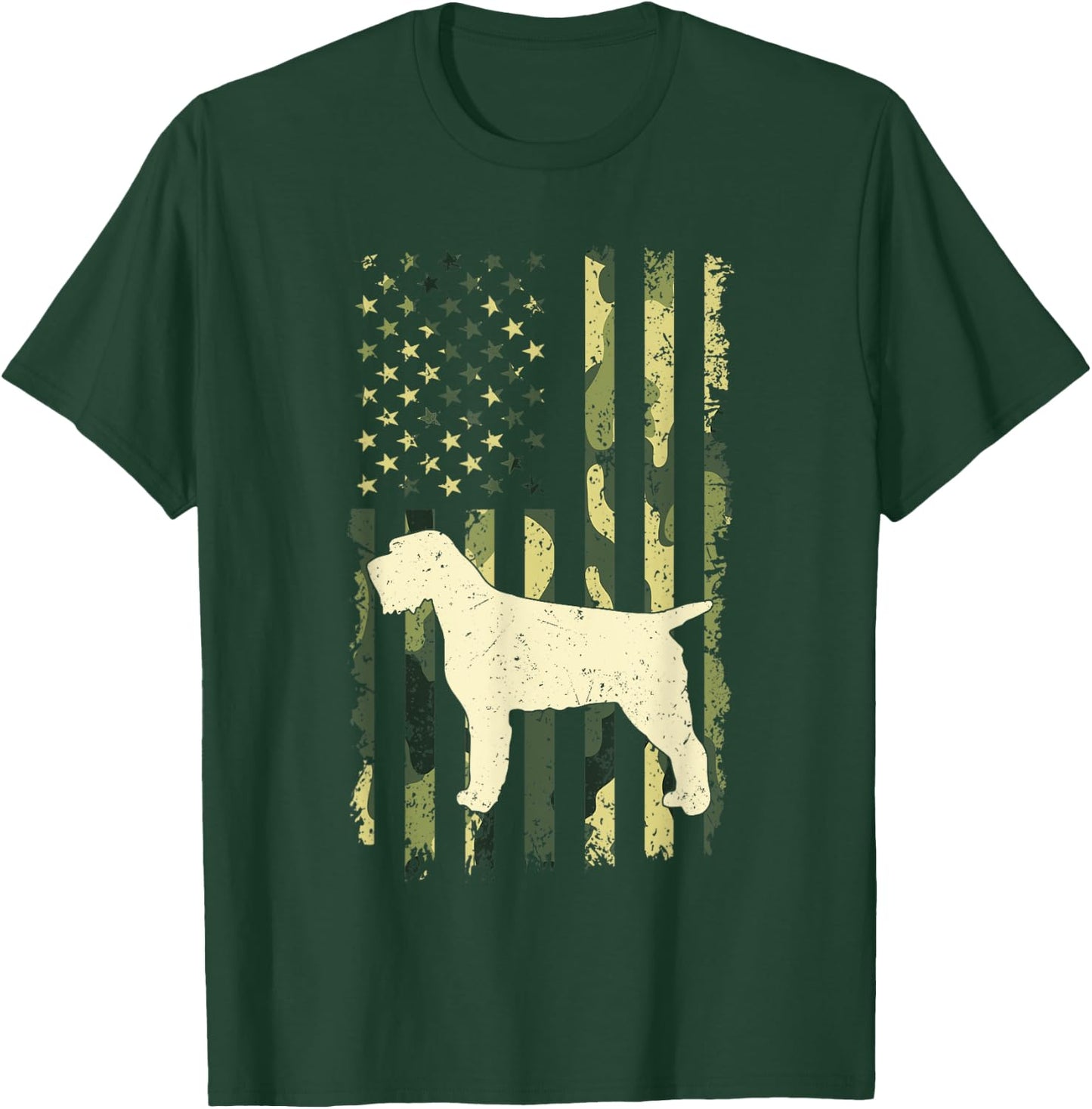 Wirehaired Pointing Griffon Shirts Camouflage American Flag Kids Men T-Shirt - T-Shirt | Forest