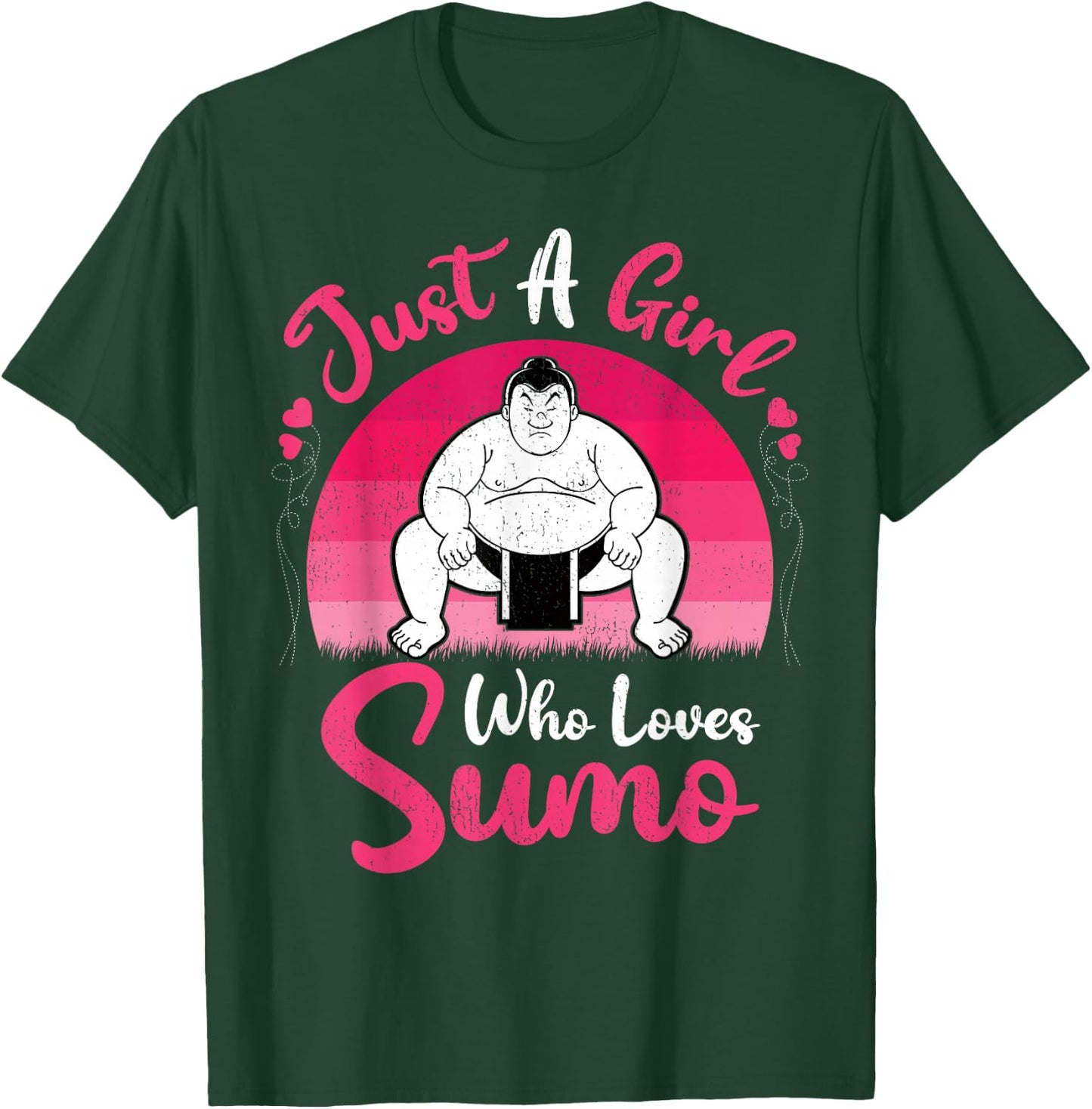 Retro Vintage Sumo Lover Just A Girl Who Loves Sumo T-Shirt - T-Shirt | Forest