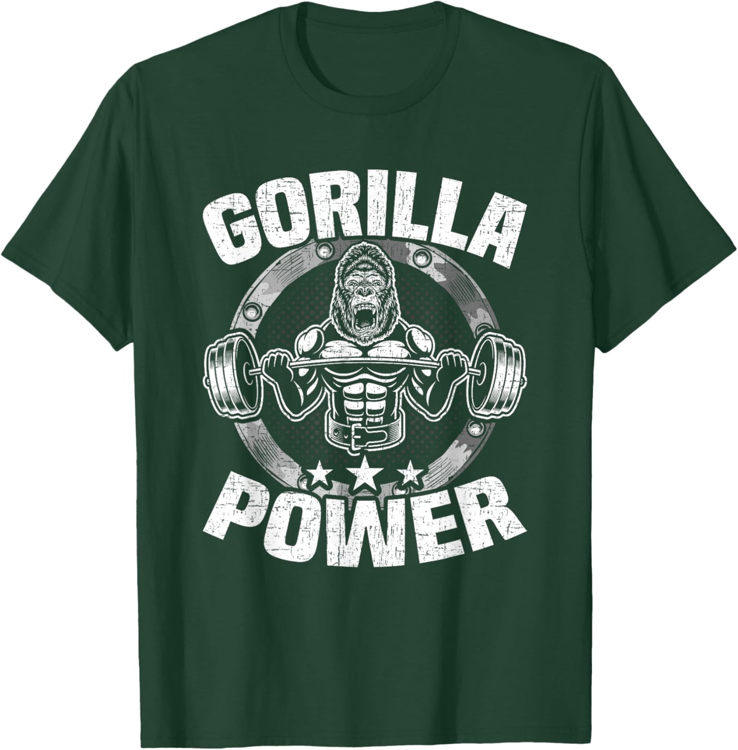 Gorilla Power Bodybuilding Weightlifting Workout T-Shirt - T-Shirt | Forest