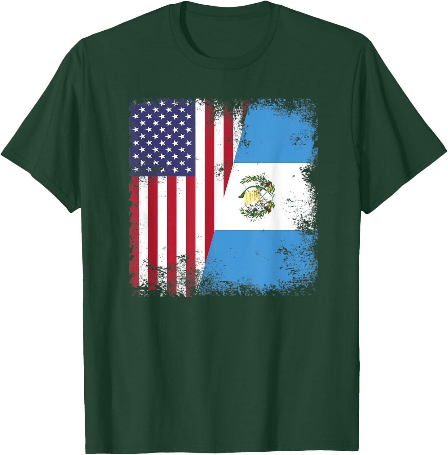 Half Guatemalan Flag | Vintage Guatemala USA Gift T-Shirt - T-Shirt | Forest