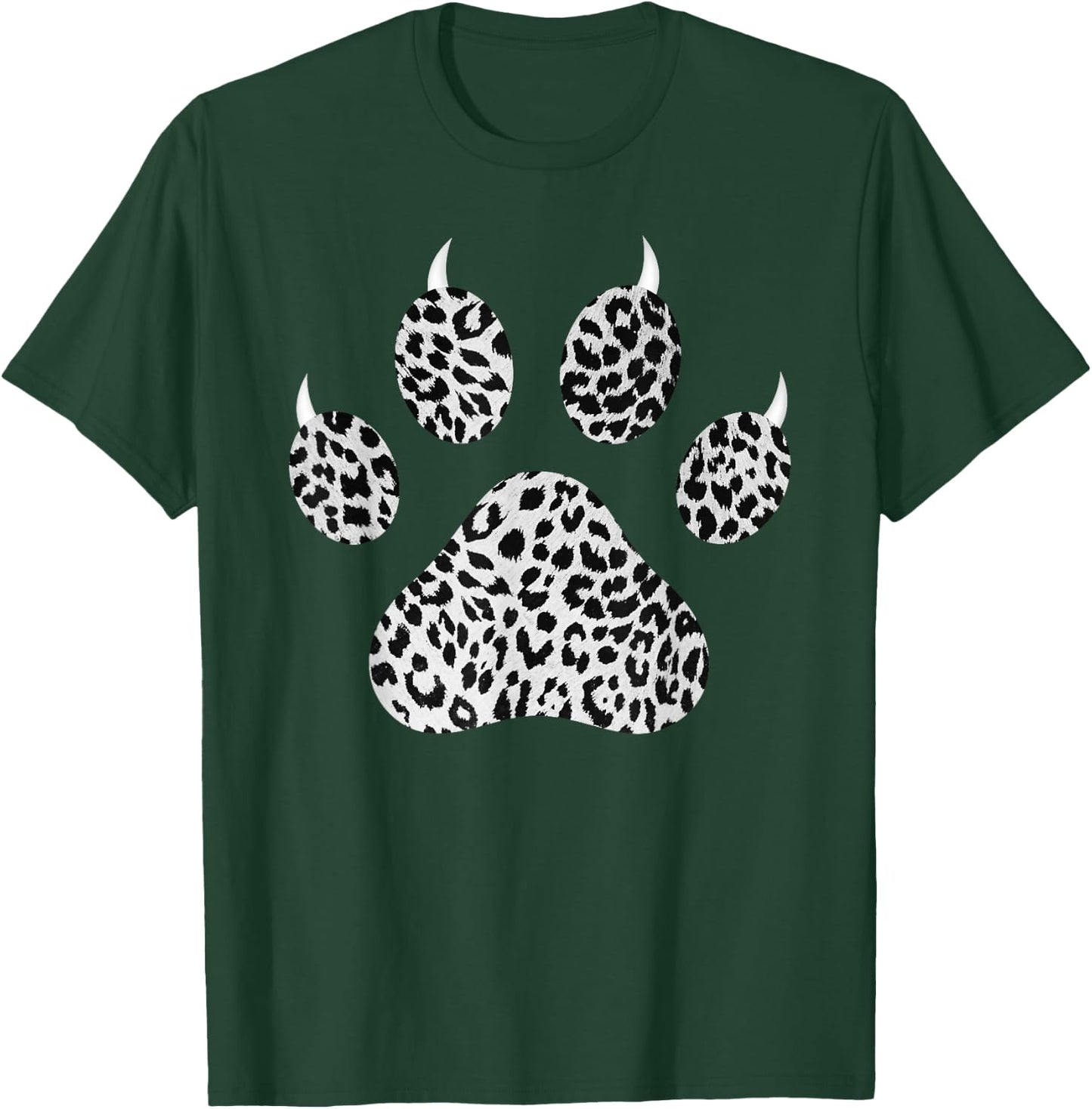 Snow Leopard Paw Print With Claws - Fierce Cheetah Pattern T-Shirt - T-Shirt | Forest