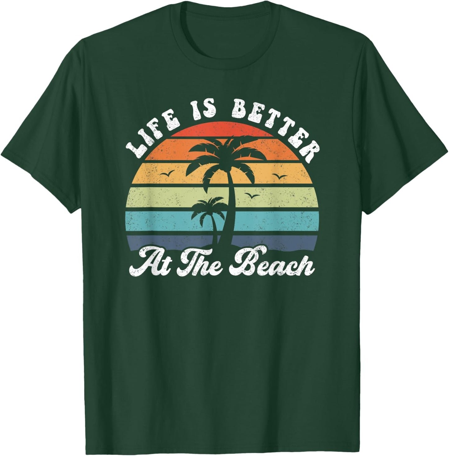 Life Is Better At The Beach Palm Tree Retro Shirt Vacation Women Kids T-Shirt - T-Shirt | Forest