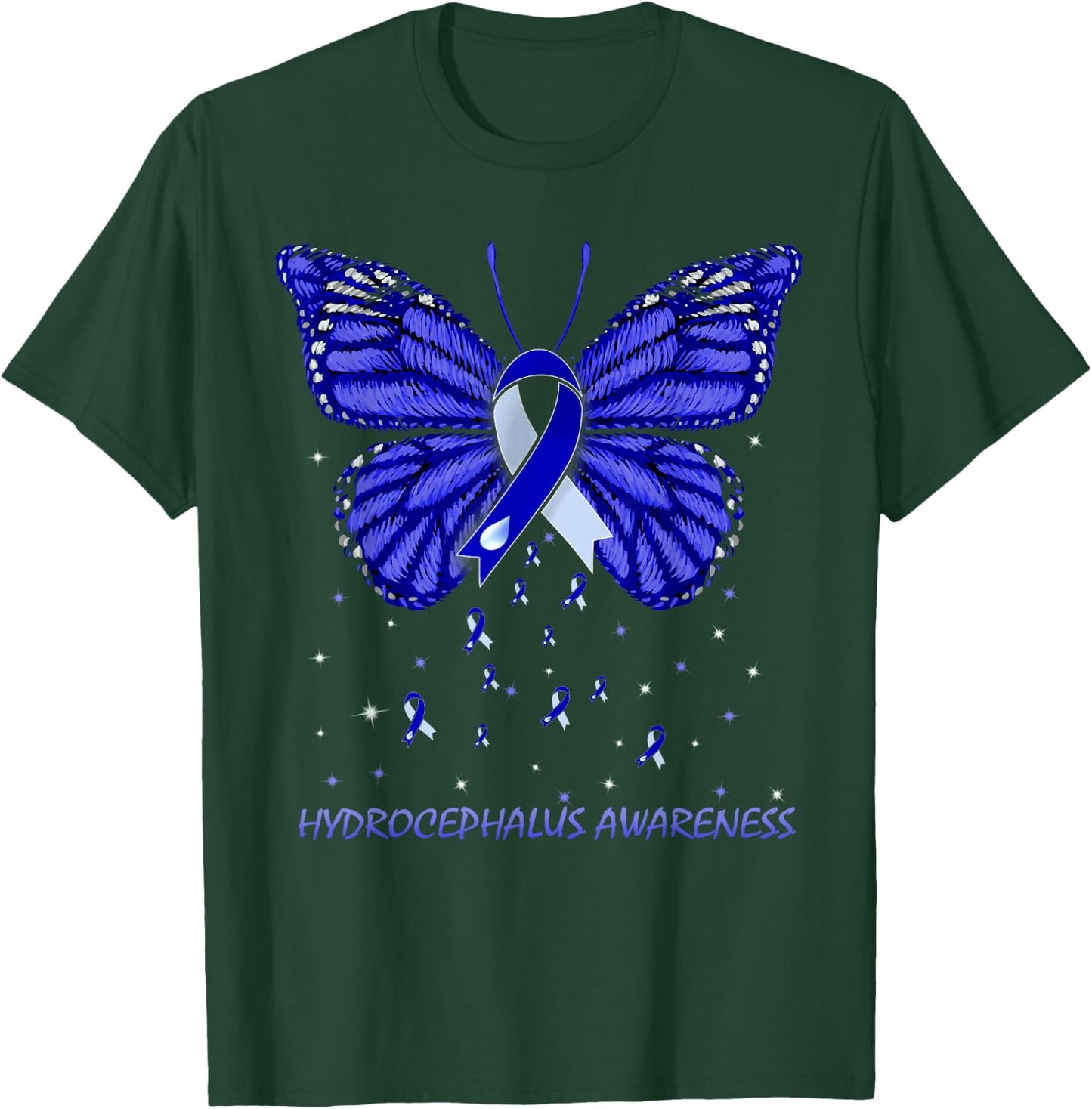 Hydrocephalus Awareness Butterfly T-Shirt - T-Shirt | Forest