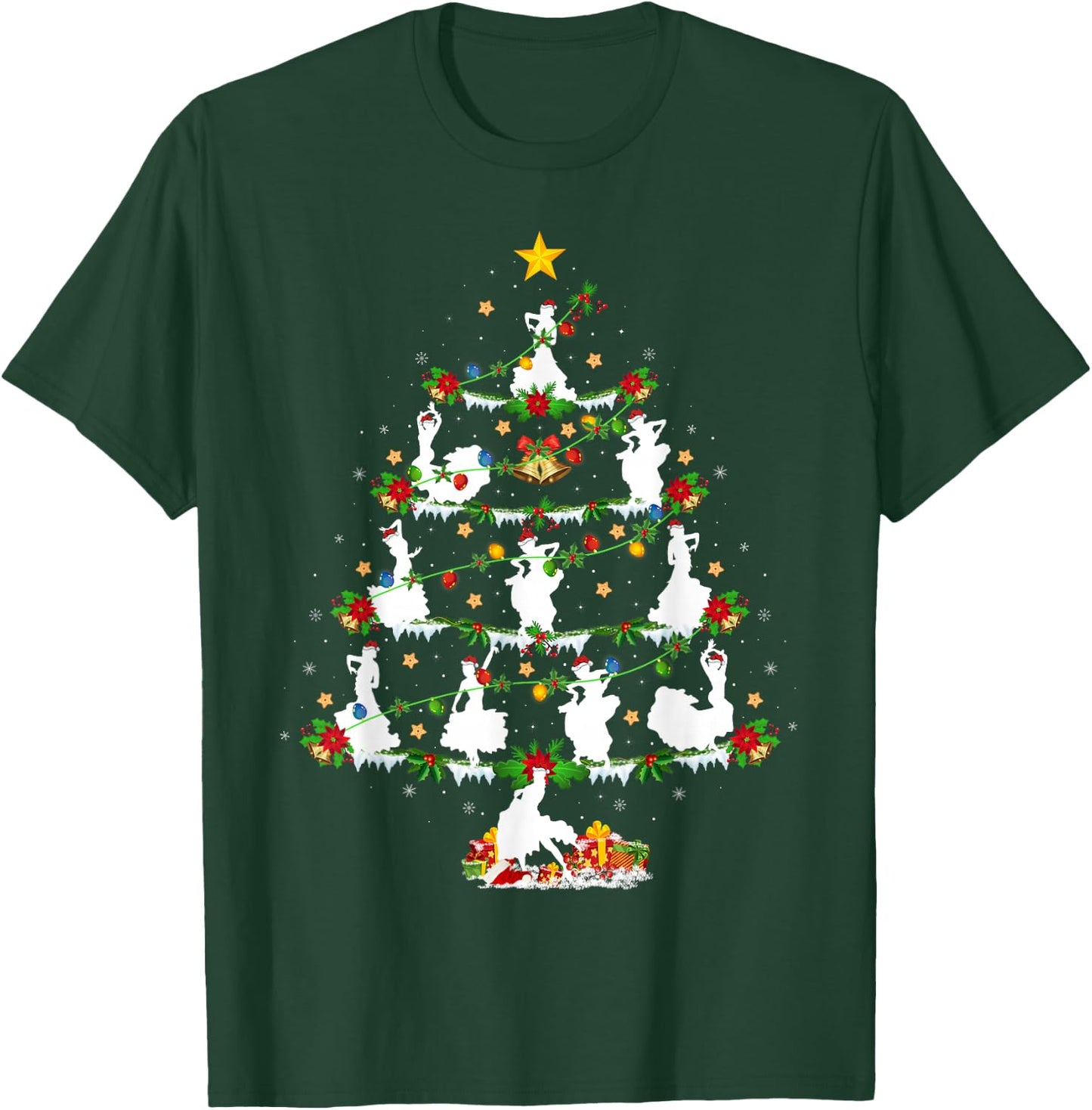 Flamenco Dance Lover Xmas Lighting Flamenco Christmas Tree T-Shirt - T-Shirt | Forest