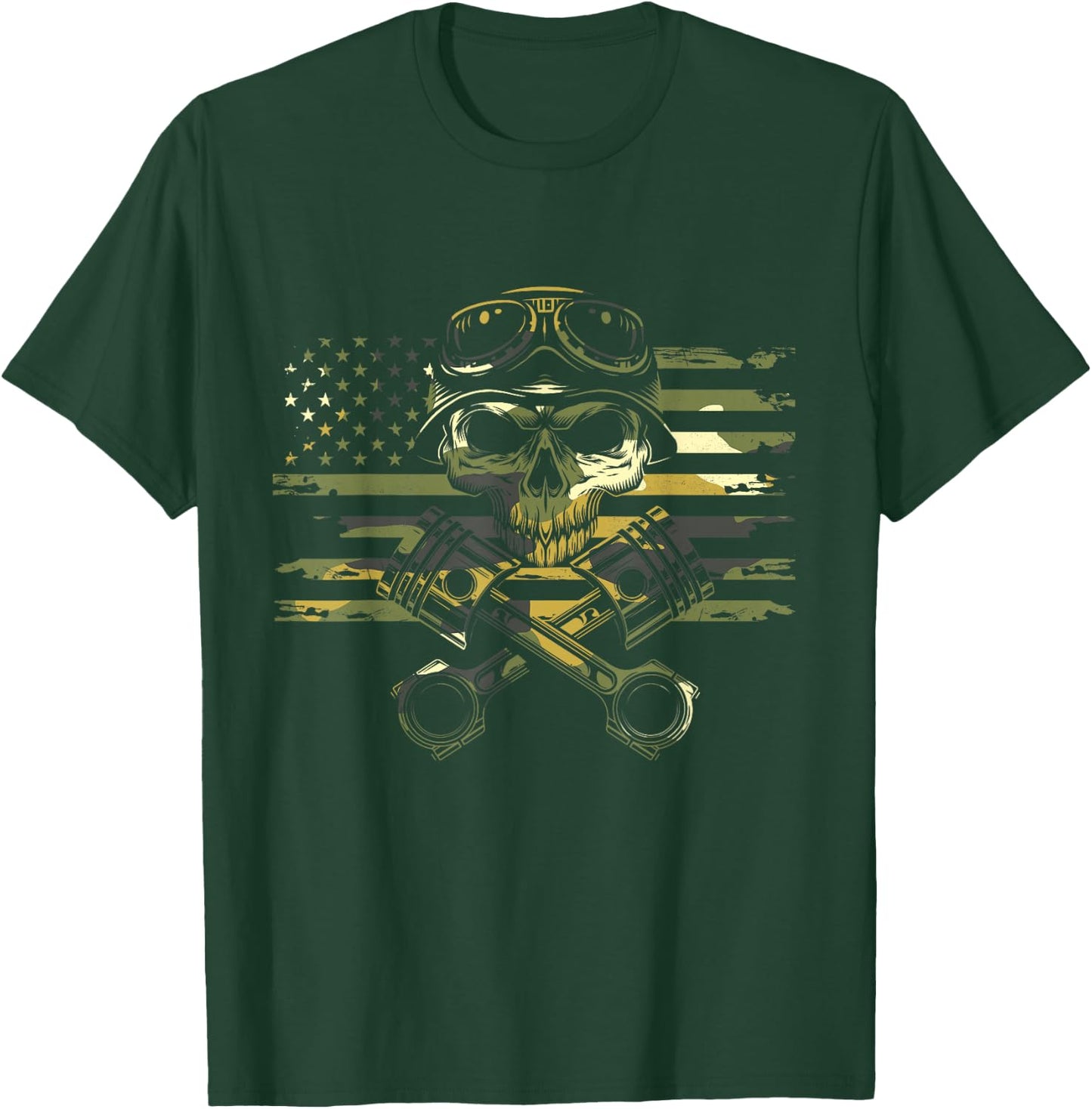 American Flag Motorcycle Apparel - Motorcycle T-Shirt - T-Shirt | Forest
