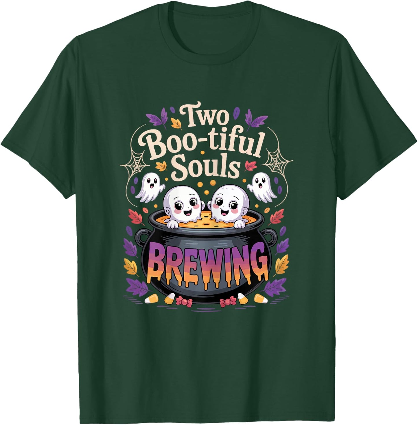 Pregnant Mom Halloween Costume Twins Pregnancy Announcement T-Shirt - T-Shirt | Forest