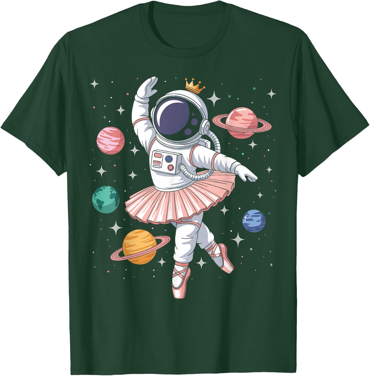 Ballerina Astronaut Dancing Space Dancer T-Shirt - T-Shirt | Forest
