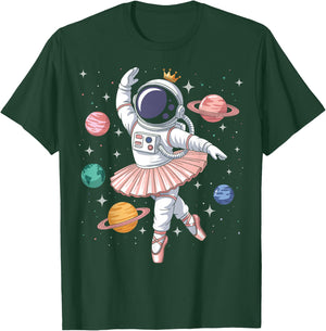 Ballerina Astronaut Dancing Space Dancer T-Shirt - T-Shirt | Forest