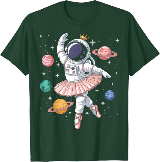 Ballerina Astronaut Dancing Space Dancer T-Shirt - T-Shirt | Forest