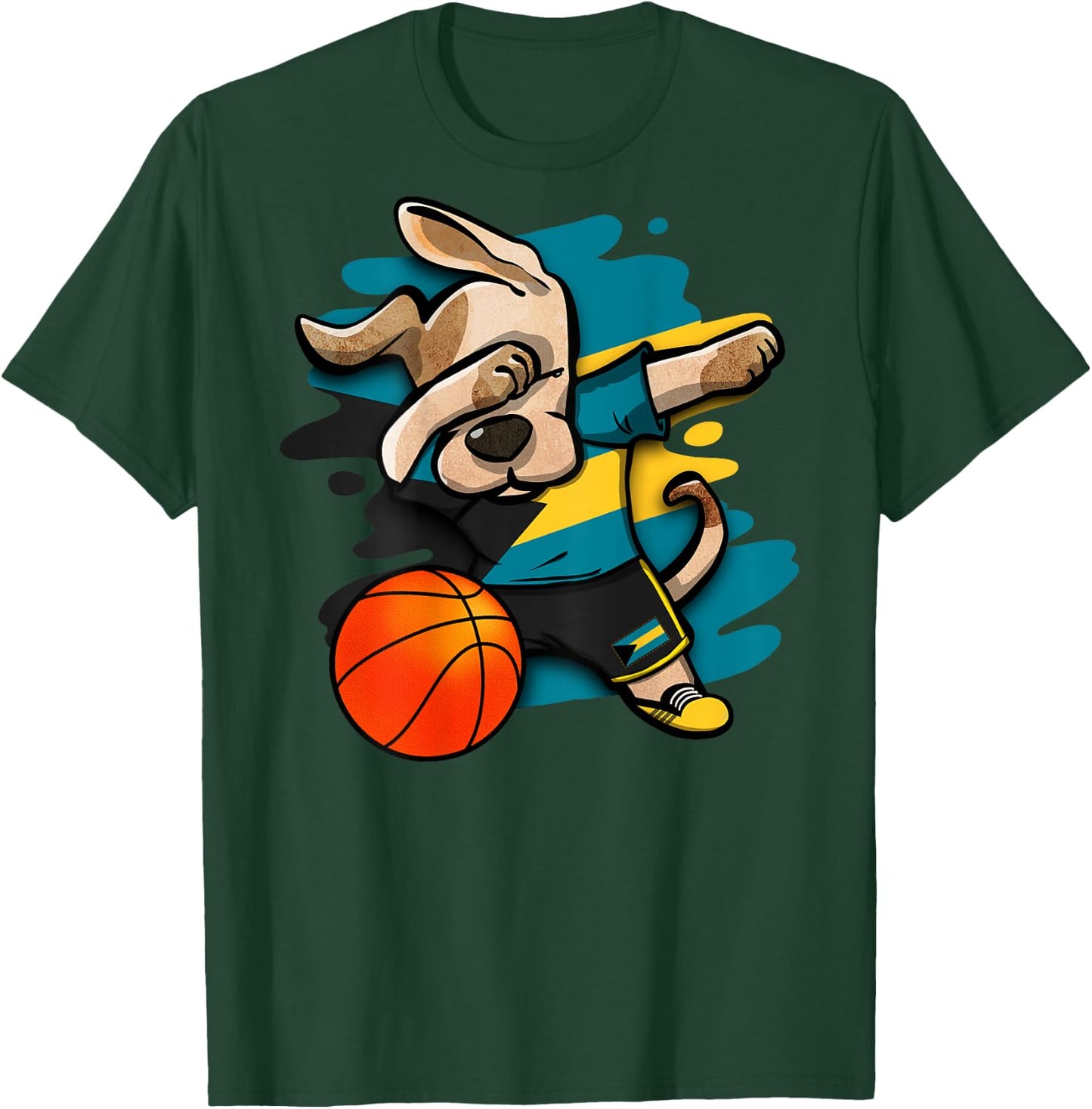 Dabbing Dog Bahamas Basketball Fans Jersey Bahamian Sports Women Kids T-Shirt - T-Shirt | Forest