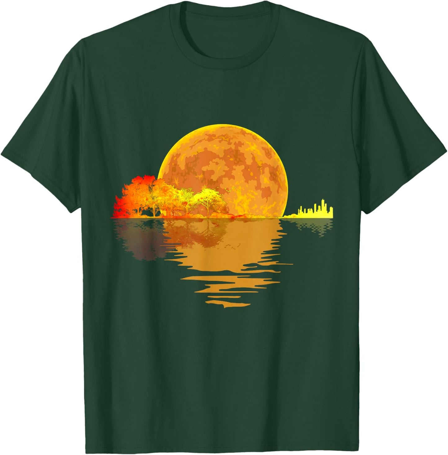 Guitar Nature Moon Music Lover Gift Acoustic Guitar T-Shirt - T-Shirt | Forest