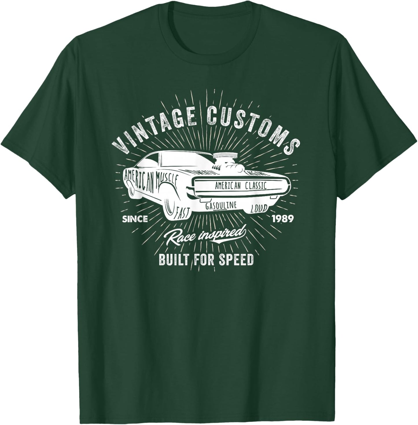 Car Illustration For Boys Vintage Customs Muscle Car T-Shirt - T-Shirt | Forest
