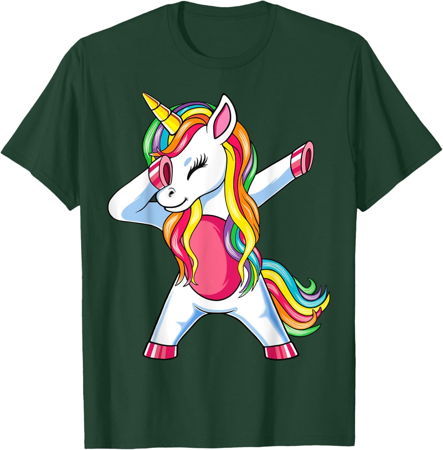 Dabbing Unicorn Girls Kids Women Rainbow Unicorns T-Shirt - T-Shirt | Forest