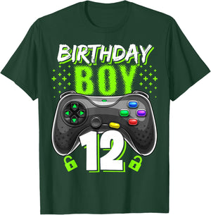 Birthday Boy 12 Video Game Controller Gamer 12th Birthday T-Shirt - T-Shirt | Forest