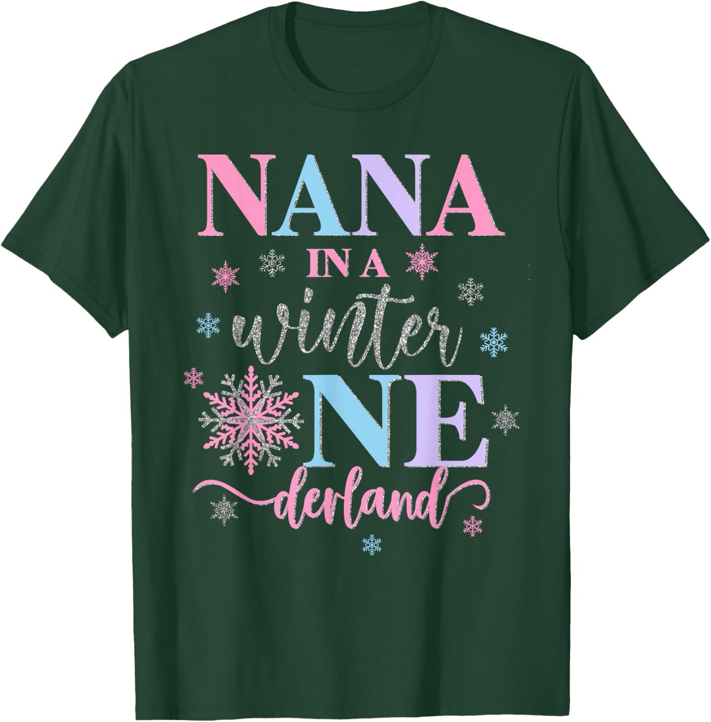 Nana in a Winter Onederland Birthday Girl Sweet Snowflake T-Shirt - T-Shirt | Forest