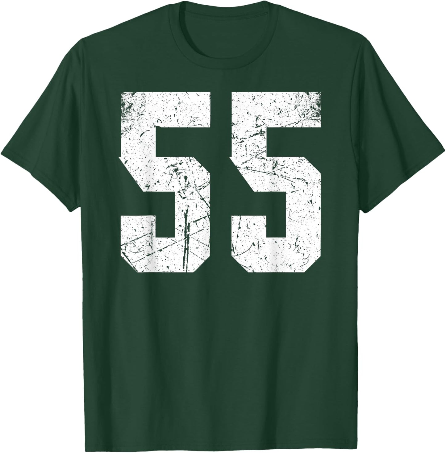 Number #55 Sport White Vintage Uni Number T-Shirt - T-Shirt | Forest