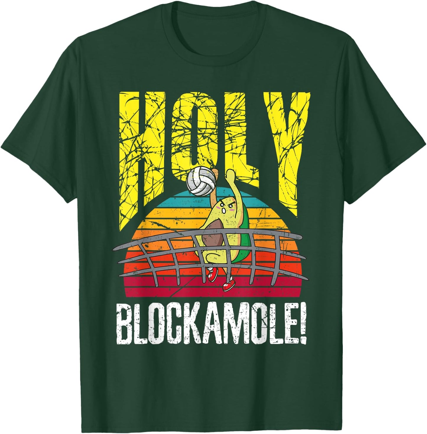 Holy Blockamole Funny Volleyball Block Avocado Design T-Shirt - T-Shirt | Forest