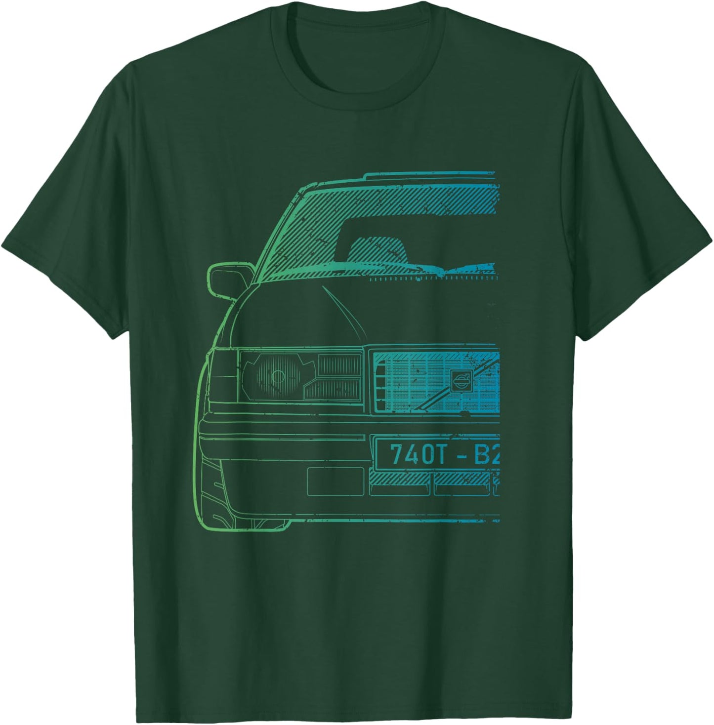 Vintage Racing 740 Turbo Green Gradient T-Shirt - T-Shirt | Forest