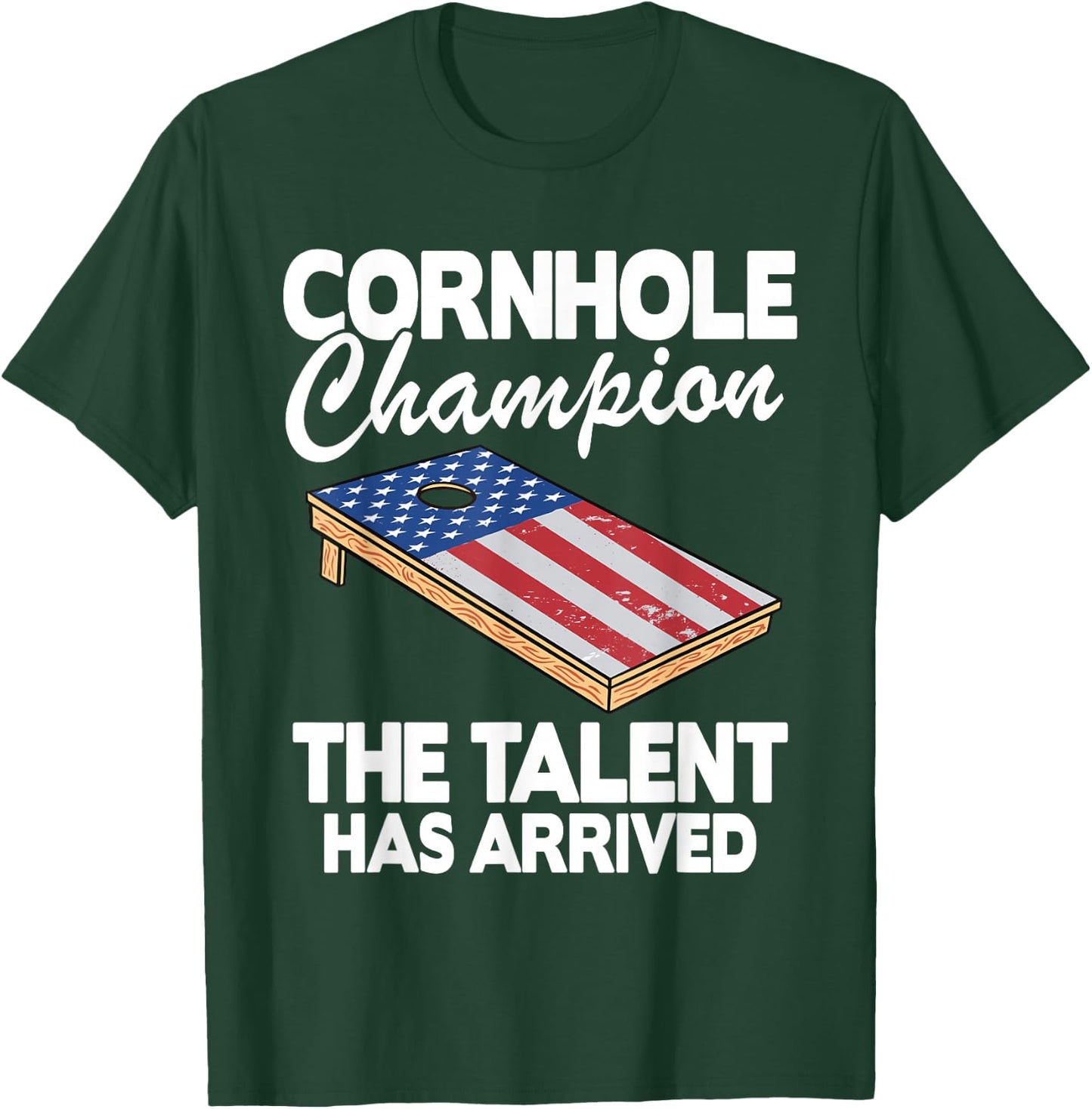 Cornhole Champion American Flag Board Funny Cornhole T-Shirt - T-Shirt | Forest