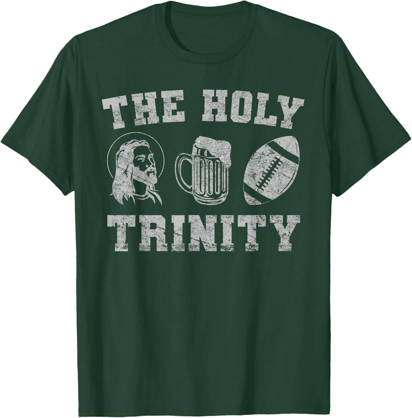 Sunday Plans Jesus Beer Fantasy Football Funny Football T-Shirt - T-Shirt | Forest