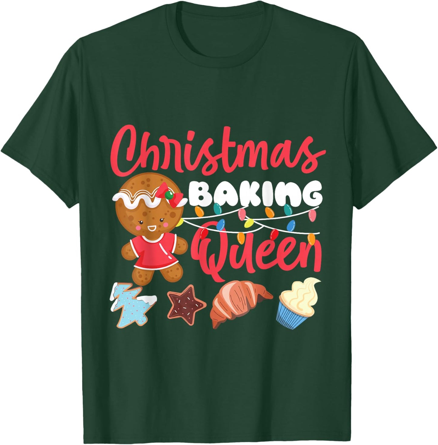 Bake Baking Christmas Gingerbread Man Queen Christmas Baking T-Shirt - T-Shirt | Forest