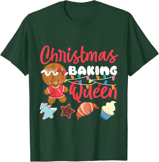 Bake Baking Christmas Gingerbread Man Queen Christmas Baking T-Shirt - T-Shirt | Forest