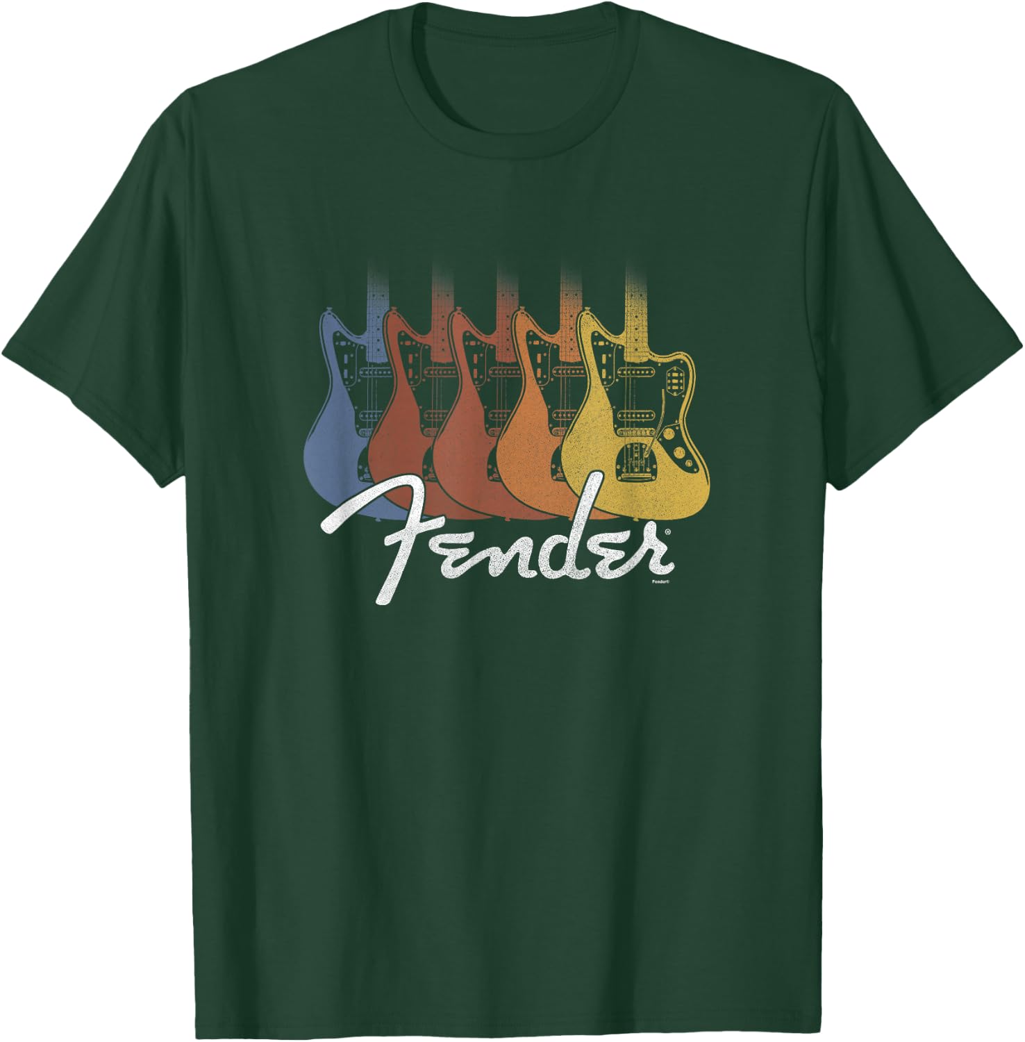 Fender Retro Rainbow Jazzmaster Lineup T-Shirt - T-Shirt | Forest