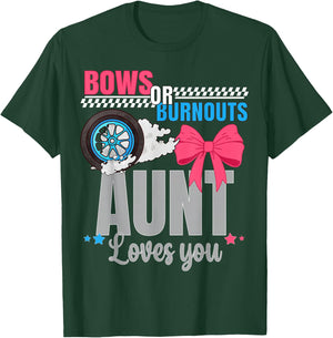 Burnouts Or Bows Aunt Loves You Gender Reveal Party Auntie T-Shirt - T-Shirt | Forest