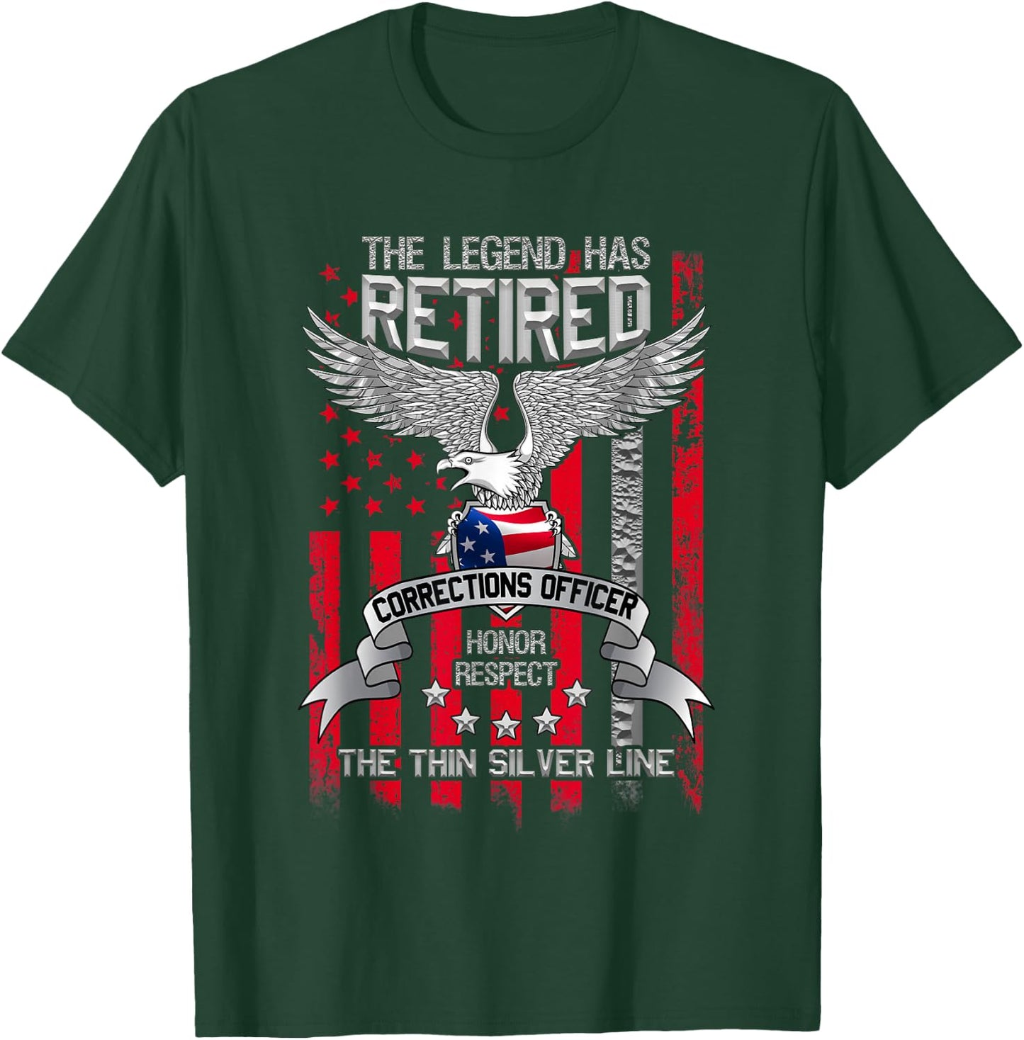 Correctional Officer Retirement Silver Line Corrections Gift T-Shirt - T-Shirt | Forest