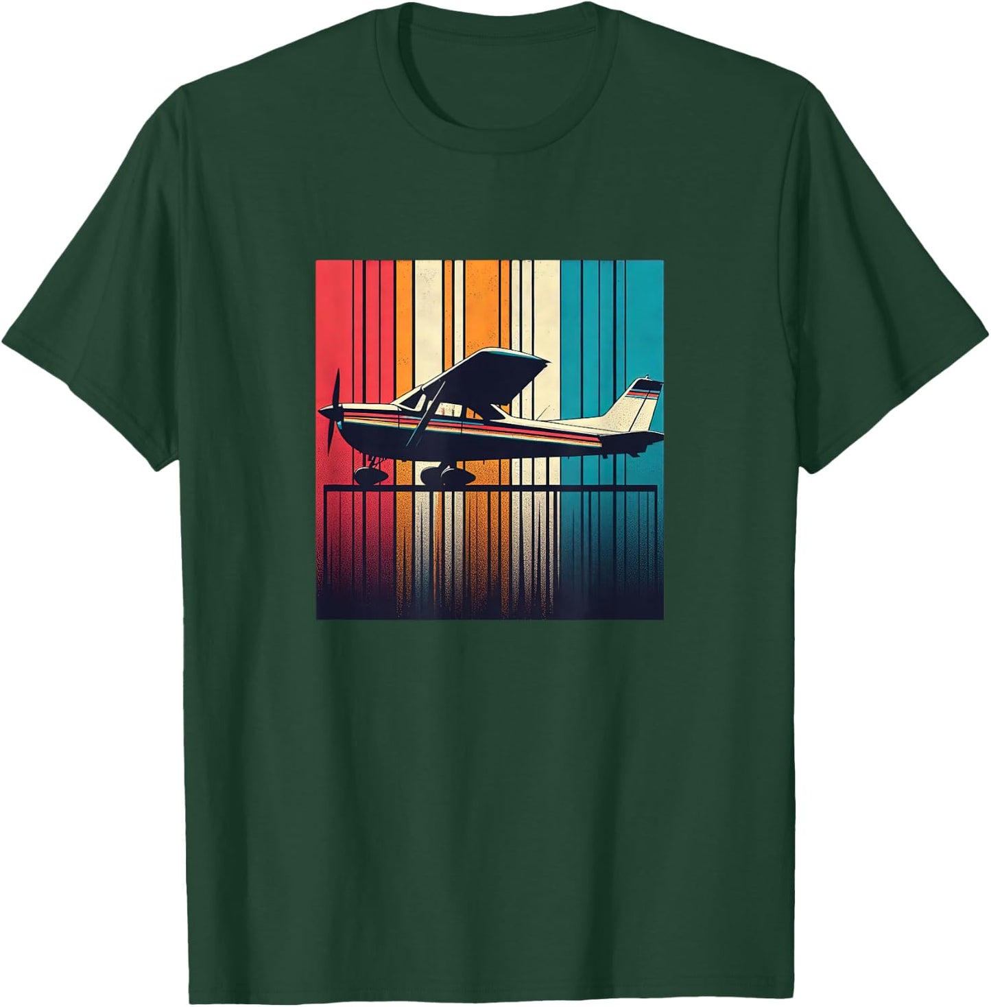 C-172 Skyhawk Vintage C172 Airplane Retro Sunset Pilot T-Shirt - T-Shirt | Forest