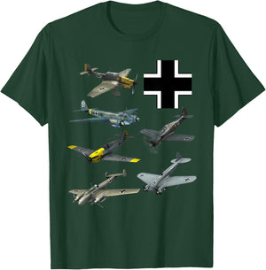 WW2 German Fighter JU-87 Stuka Bf 109 Fw190 T-Shirt - T-Shirt | Forest